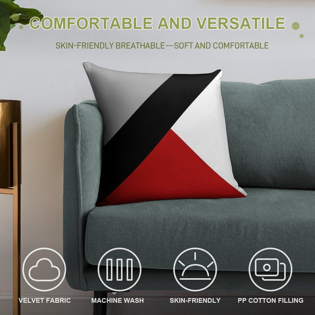 Black Diagonal Stripe with Triangles Soft Warmth Comfort Throw Pillow