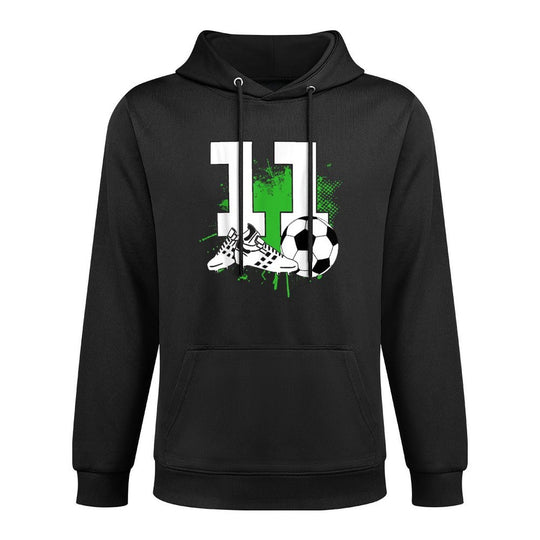 11st Birthday Boy 11 Years Footballer Football Birthday Kangaroo Pocket Hoodie