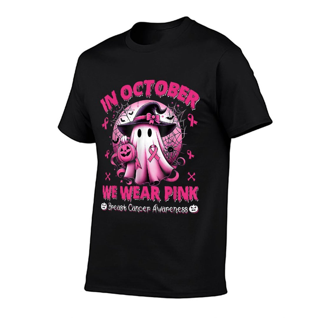 in October We Wear Pink Ghost Breast Cancer Awareness  Affordable Price T-Shirt