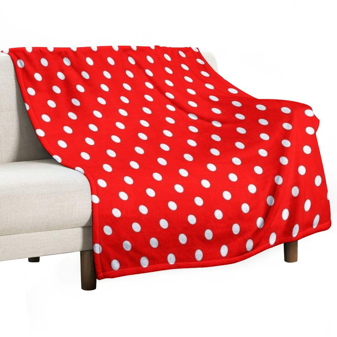 White Dots on Red Sustainable Throw Blanket