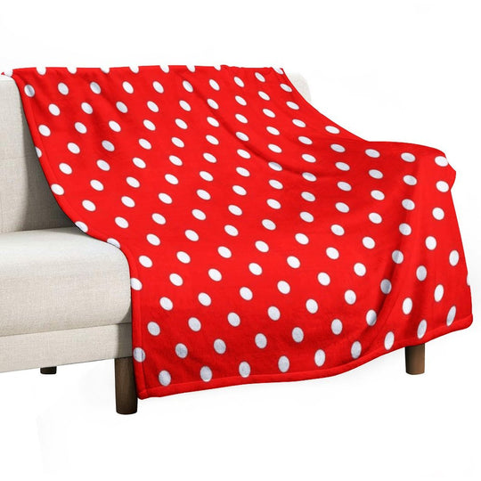 White Dots on Red Sustainable Throw Blanket