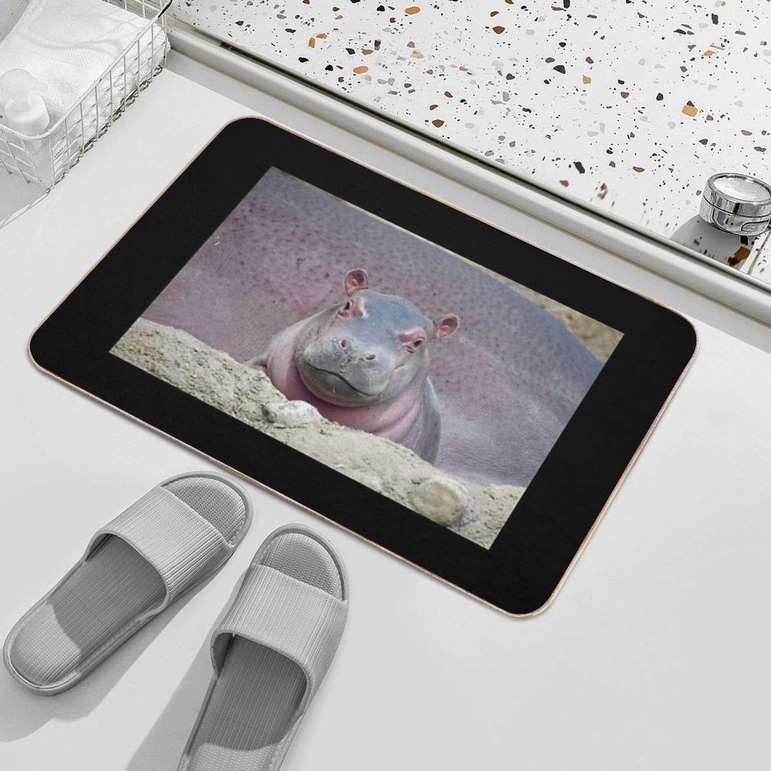 Baby Hippo Fritz at The Cincinnati Zoo  Easy Maintenance Bath Mat