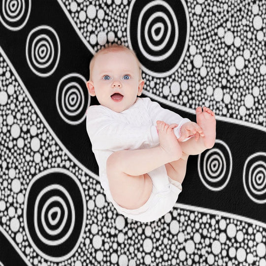 Authentic Aboriginal Art - Untitled Eco-conscious Throw Blanket