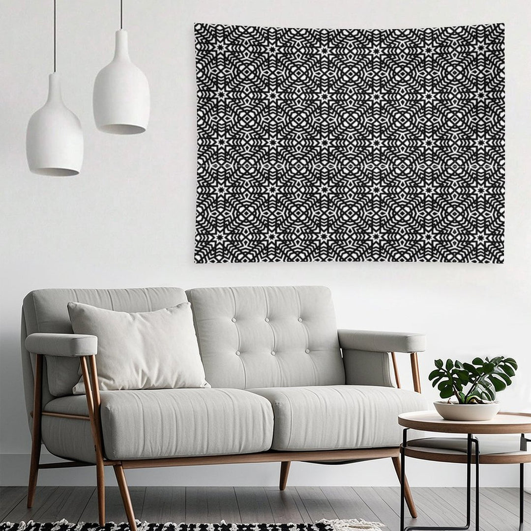 B&W Intricate Ornament – Elegant Monochrome Pattern Tapestry