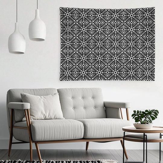 B&W Intricate Ornament – Elegant Monochrome Pattern Tapestry
