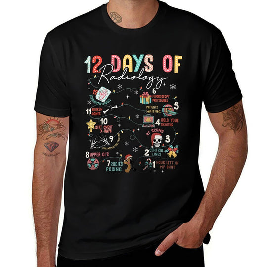 Funny 12 Days Of Radiology Xray Tech Radiologist Christmas  Graphic-printed T-Shirt