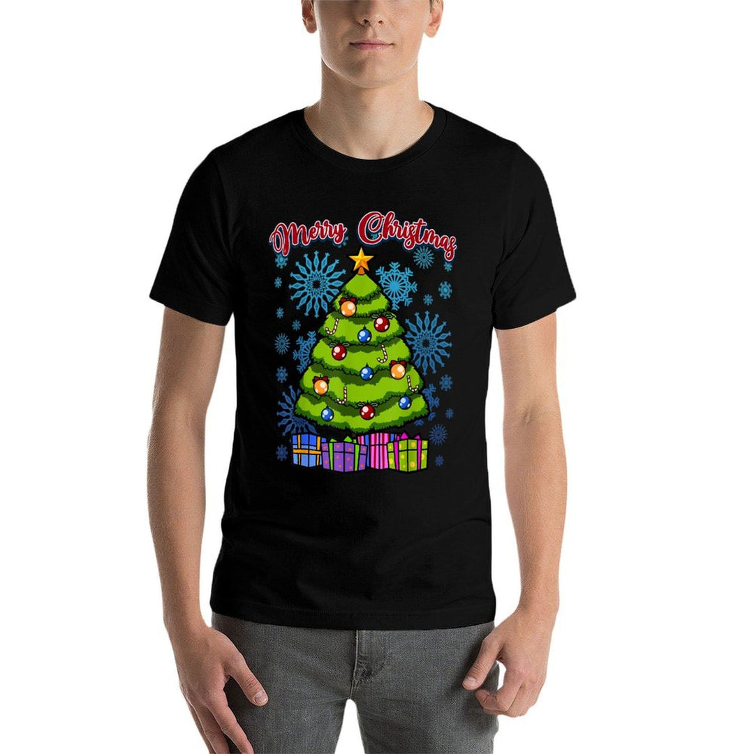 Merry Christmas Tree, Men Women Kids, Xmas  Fade-proof Color T-Shirt