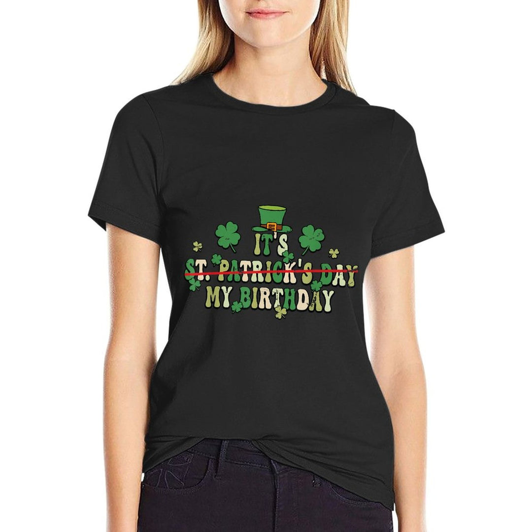 Groovy Retro St Patricks Day My Birthday Shamrock Clover Comfortable T-Shirt