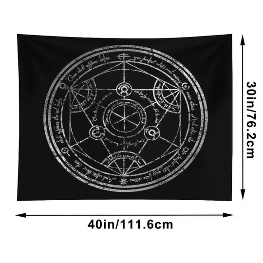 Human Transmutation Circle - Silver Grunge Tapestry