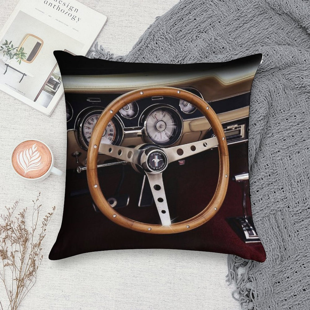 1967 Ford Mustang, Steering Wheel Soft Ultra-Soft Texture Throw Pillow