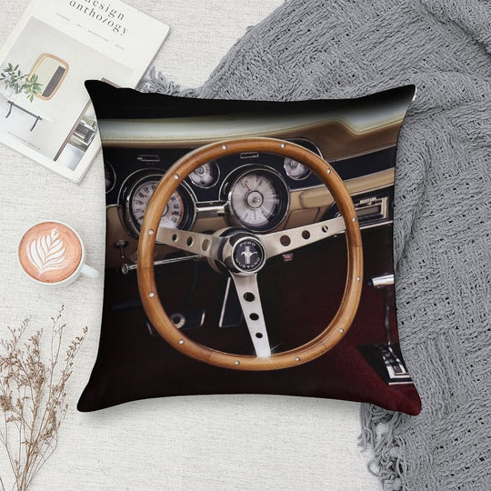 1967 Ford Mustang, Steering Wheel Soft Ultra-Soft Texture Throw Pillow