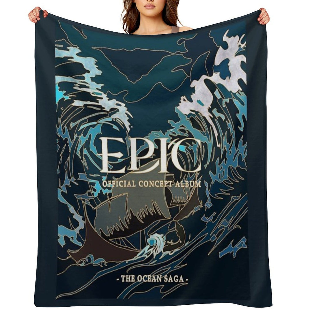 Epic The Ocean Saga Stained Glass Gold Multi-functional Throw Blanket