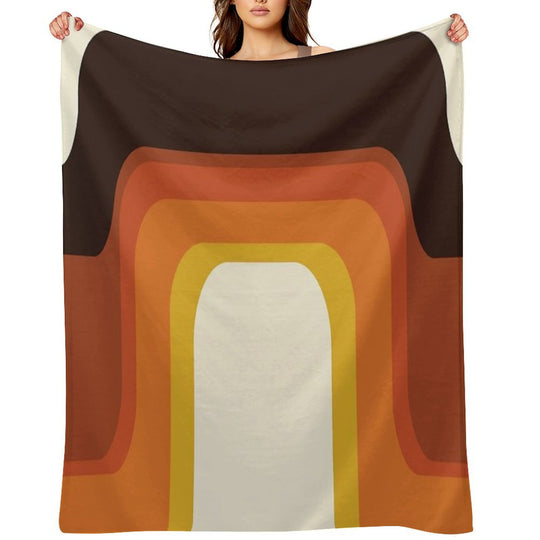 Mid-Century Modern Meets 1970s Orange Rainbow Multi-functional Throw Blanket
