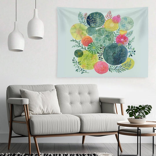 Succulent Circles Tapestry
