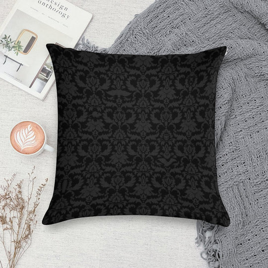 Victorian Gothic Pattern (Black) Soft Multiple Sizes Throw Pillow