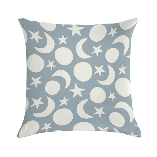 Scandi Style Moon And Stars Cream on Blue Soft Multiple Sizes Throw Pillow