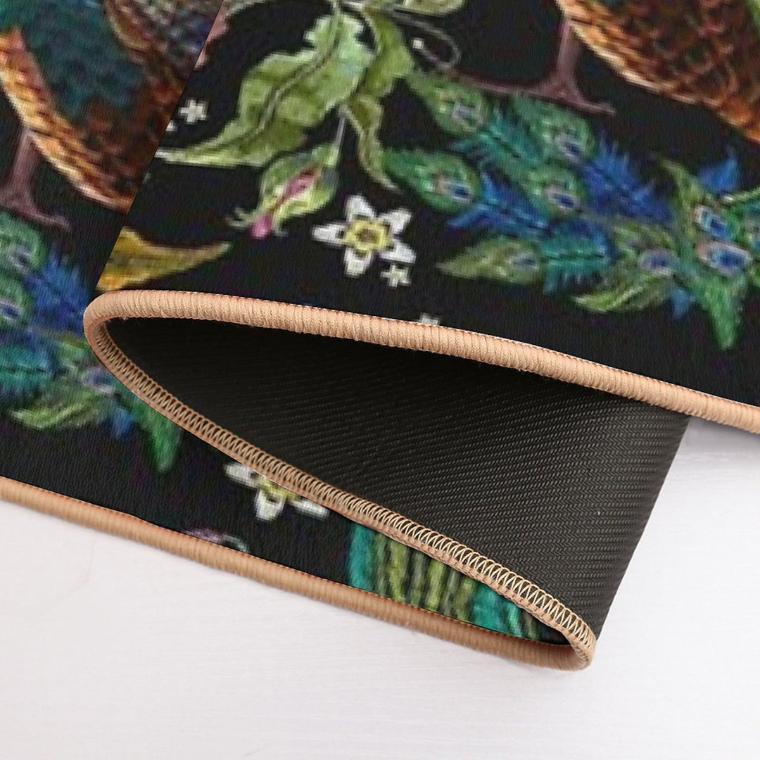 Embroidery Peacocks  Multi-Purpose Bath Mat