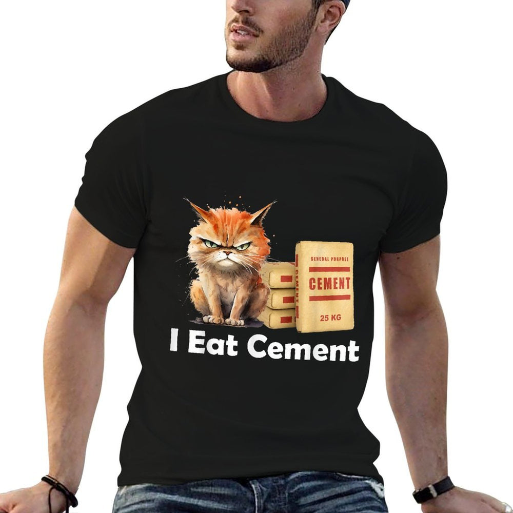 I Eat Cement Cursed Cat Funny Oddly Specific Meme  Slim-fit Cut T-Shirt