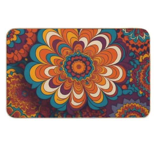 Flower Power Colourful Flower Pattern  Easy To Clean Bath Mat