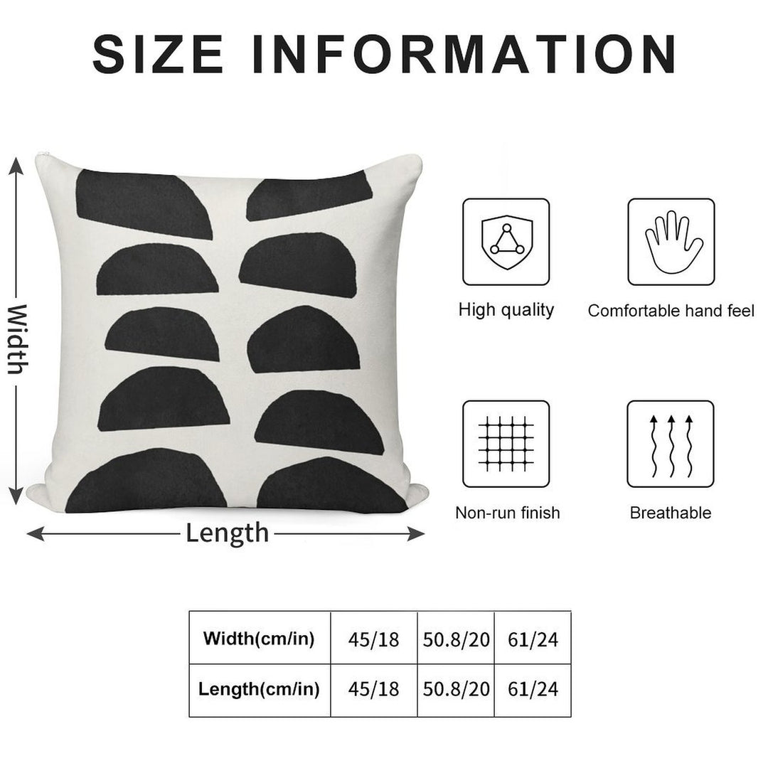 Abstract Black Shapes Art, Mid Century Modern Art Soft Anti-Pilling Throw Pillow