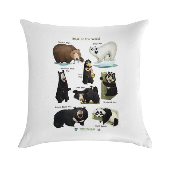 Bears of The World Soft Anti-Pilling Throw Pillow