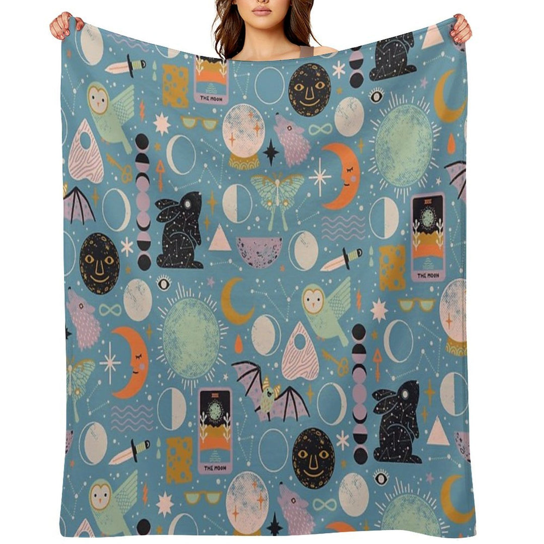 Lunar Pattern Blue Moon All-season Throw Blanket