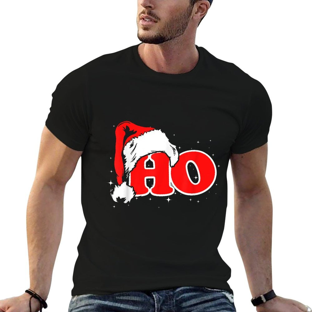 Funny, Retro, Ho, Christmas, Santa Where My Hos At, Group  Ribbed Collar T-Shirt