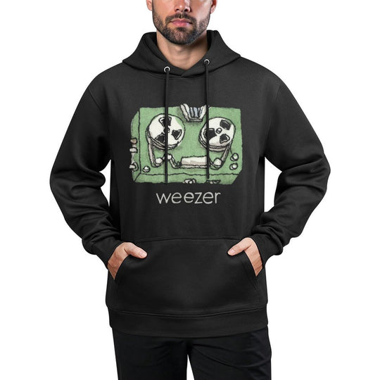 Weezer Black Unisex - Small - - Crew Neck - Modern Letter Print - Official Merchandise Adjustable Hood Hoodie
