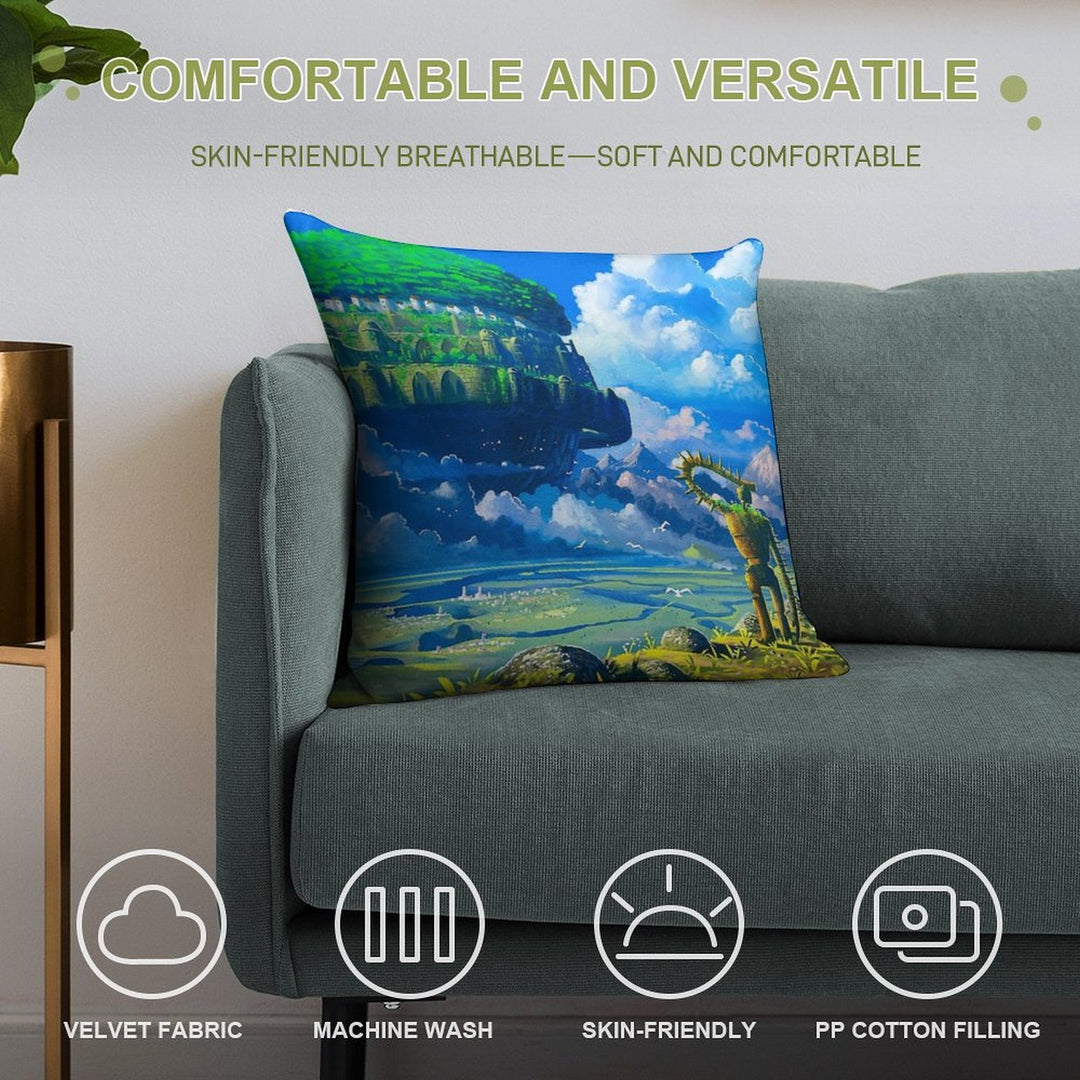 Castle over The Clouds Soft High-Density Material Throw Pillow