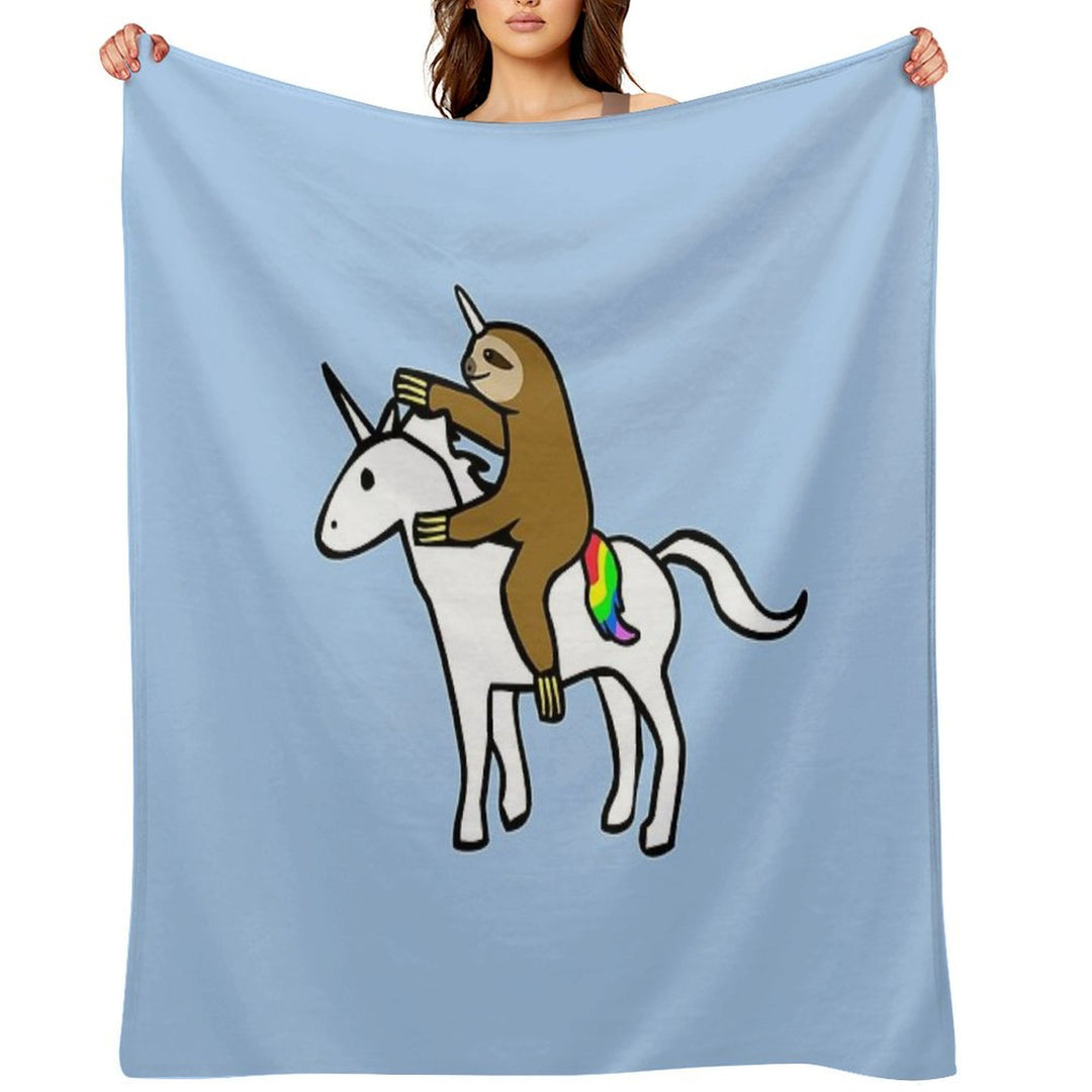 Slothicorn Riding Unicorn Versatility Throw Blanket