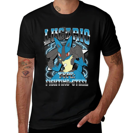 Pokémon Lucario Type Fighting-Steel Poster  Ribbed Collar T-Shirt