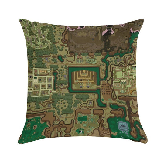 LttP Dark World Map Soft Hidden Zipper Throw Pillow