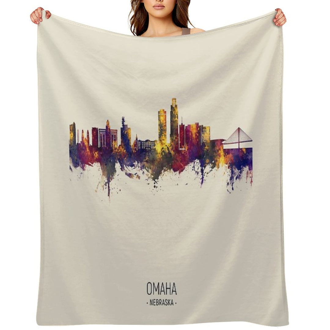 Omaha Nebraska Skyline Lightweight Throw Blanket