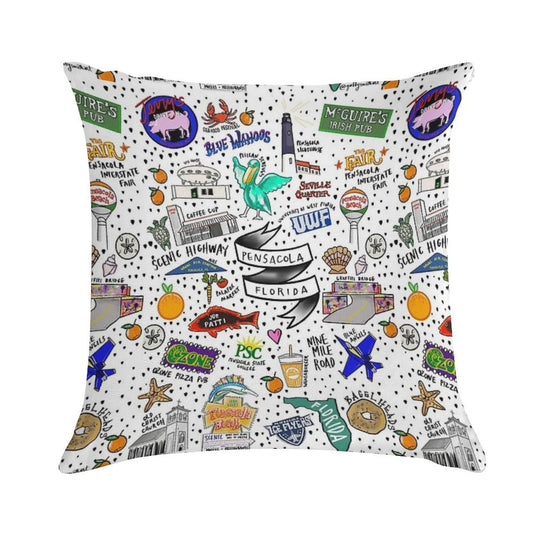 Pensacola Florida Soft Skin-Friendly Throw Pillow