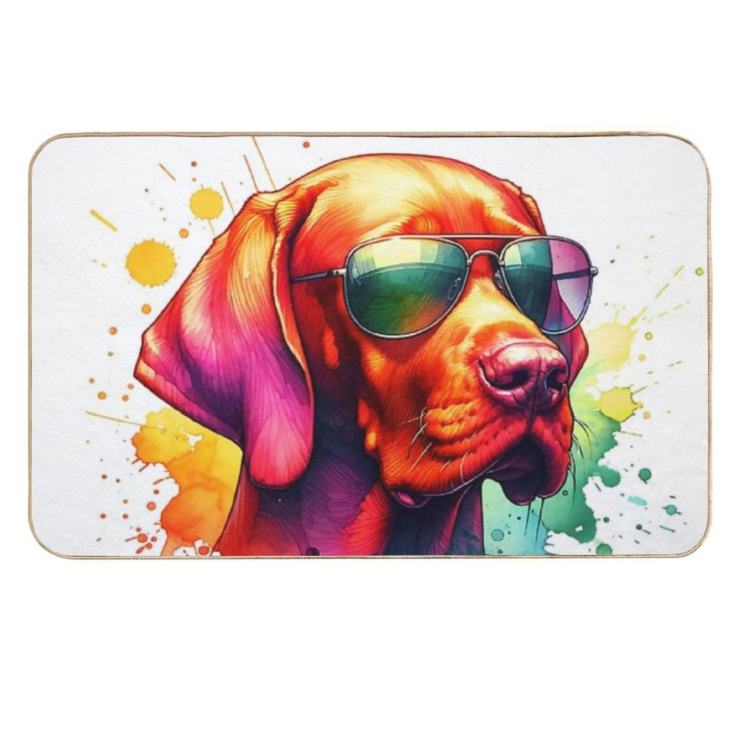 Watercolor Viszla Wearing Sunglasses  Multi-Purpose Bath Mat