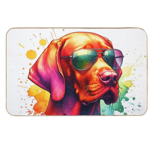 Watercolor Viszla Wearing Sunglasses  Multi-Purpose Bath Mat