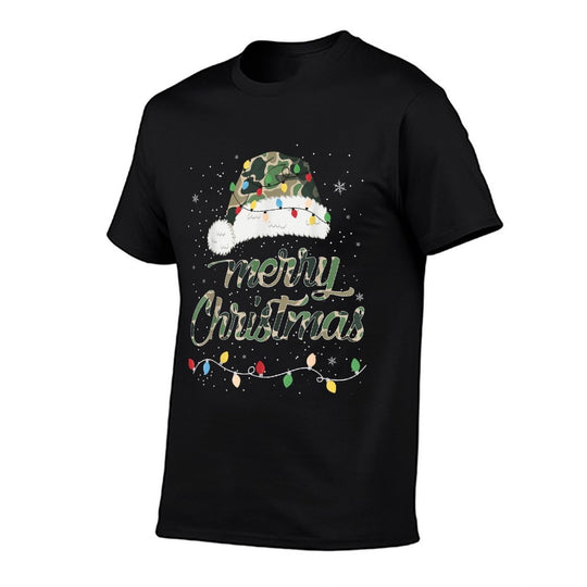 Merry Christmas Camouflage Santa Hat Xmas Family Men Women  Durable T-Shirt