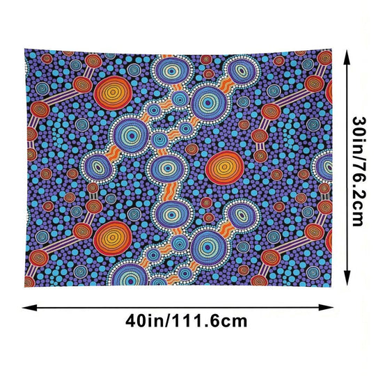 Authentic Aboriginal Art - The Journey Blue Tapestry