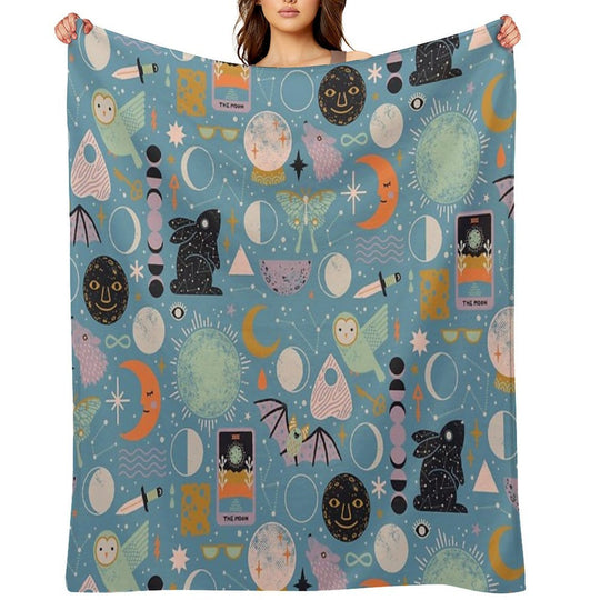 Lunar Pattern Blue Moon All-season Throw Blanket