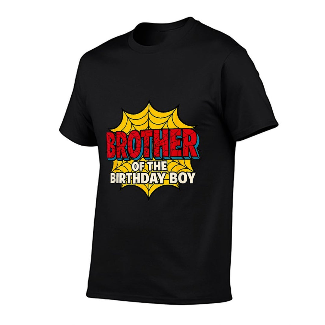 Kids Brother of The Birthday Boy Spider Theme Party Matching  Oversized Silhouette T-Shirt