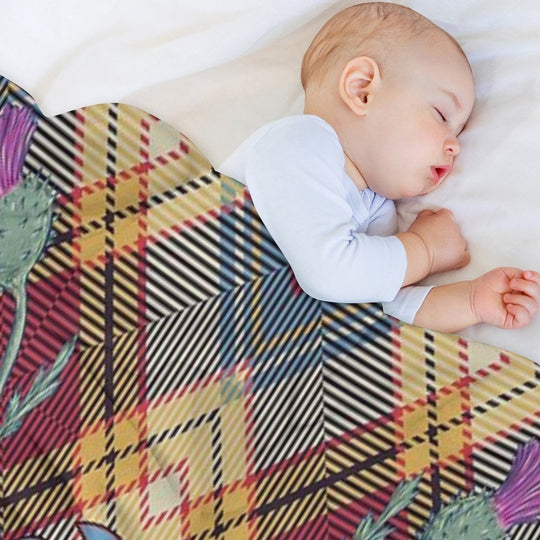 Scottish Thistle Tartan Easy Care Throw Blanket