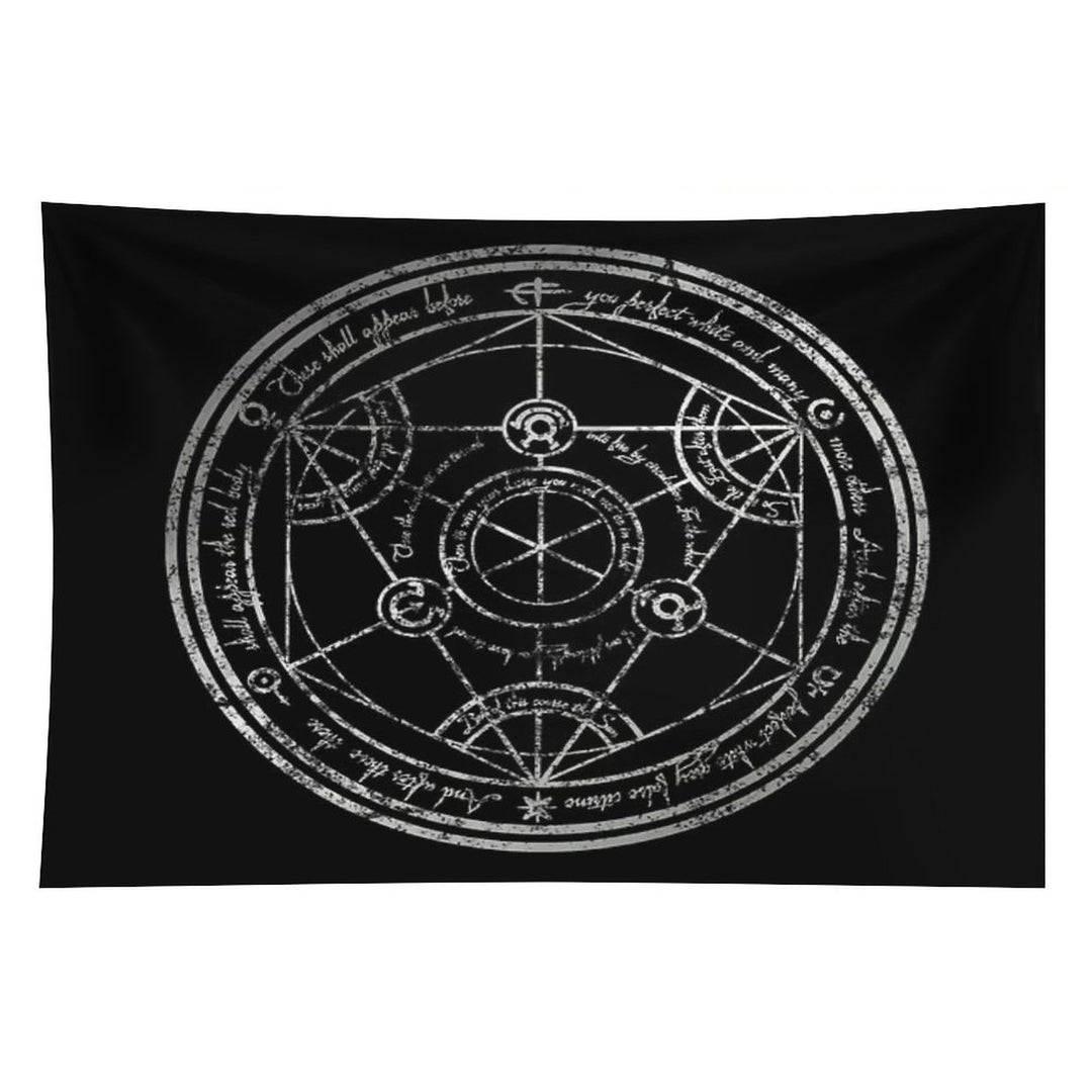Human Transmutation Circle - Silver Grunge Tapestry