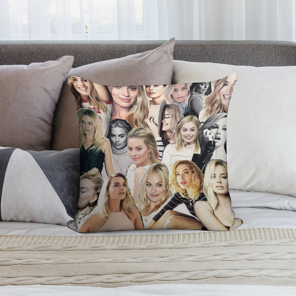 Margot Robbie Collage Soft Easy Maintenance Throw Pillow