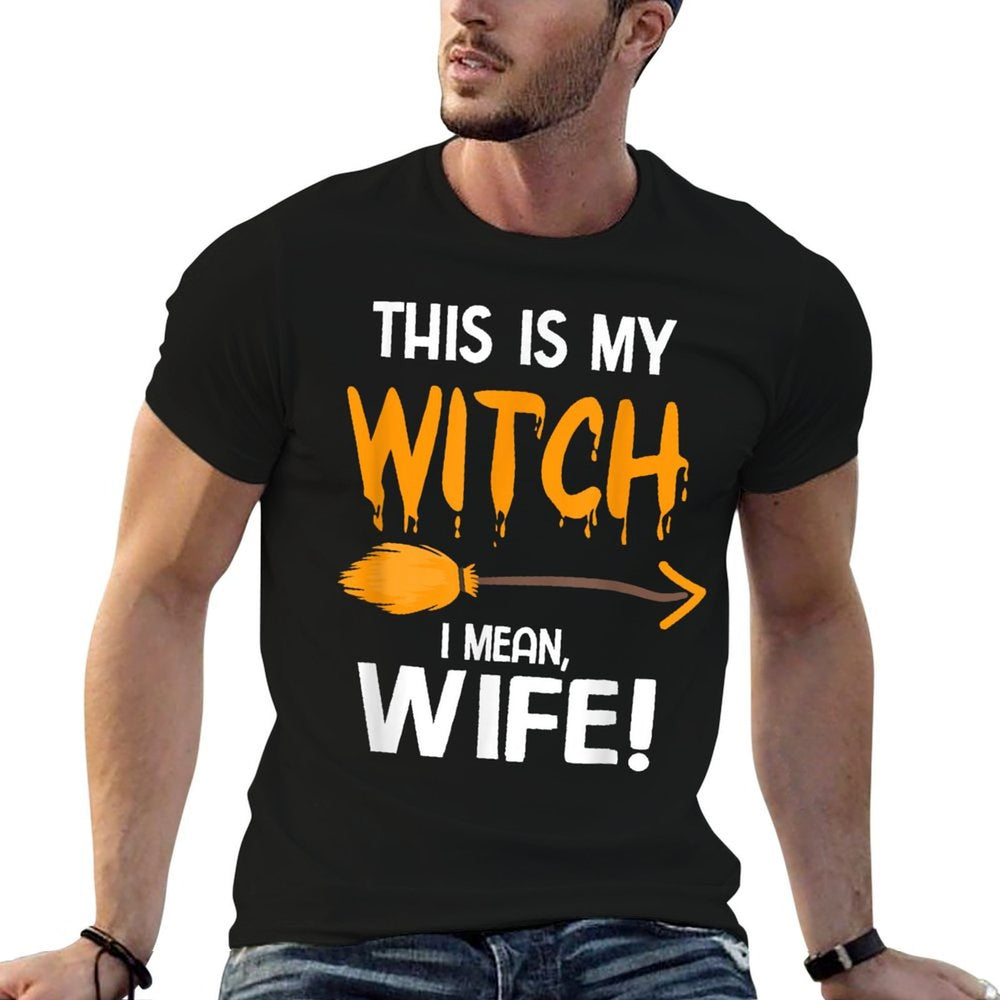I´m With The Witch  Couples Costume Halloween  Ribbed Collar T-Shirt