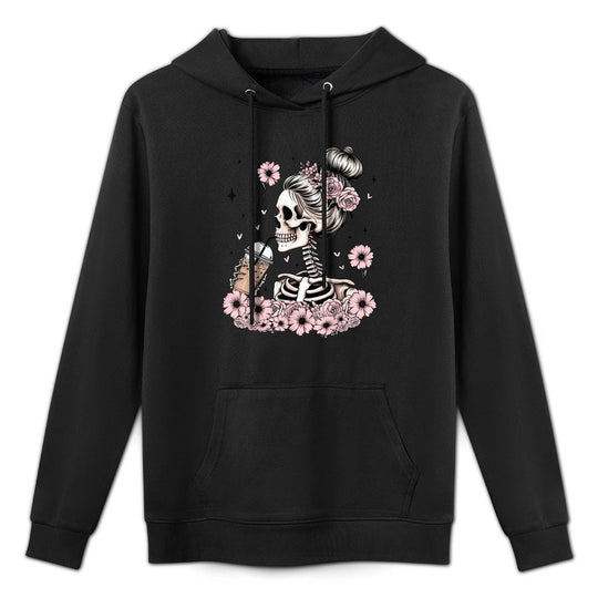 Skeleton Messy Bun Funny Costume Mom Women Halloween Breathable Fabric Hoodie