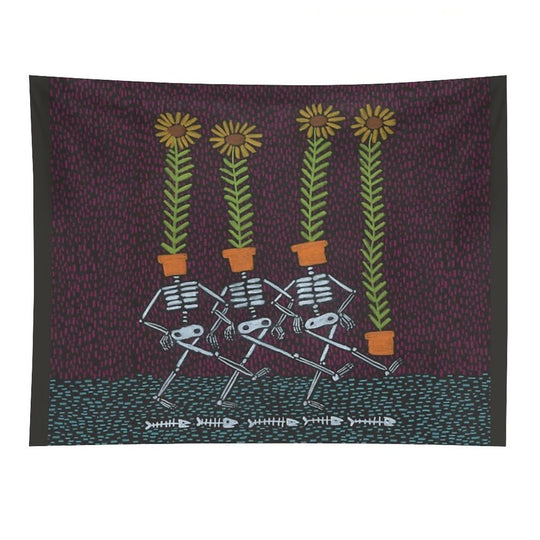 Sunflower Skeletons Tapestry