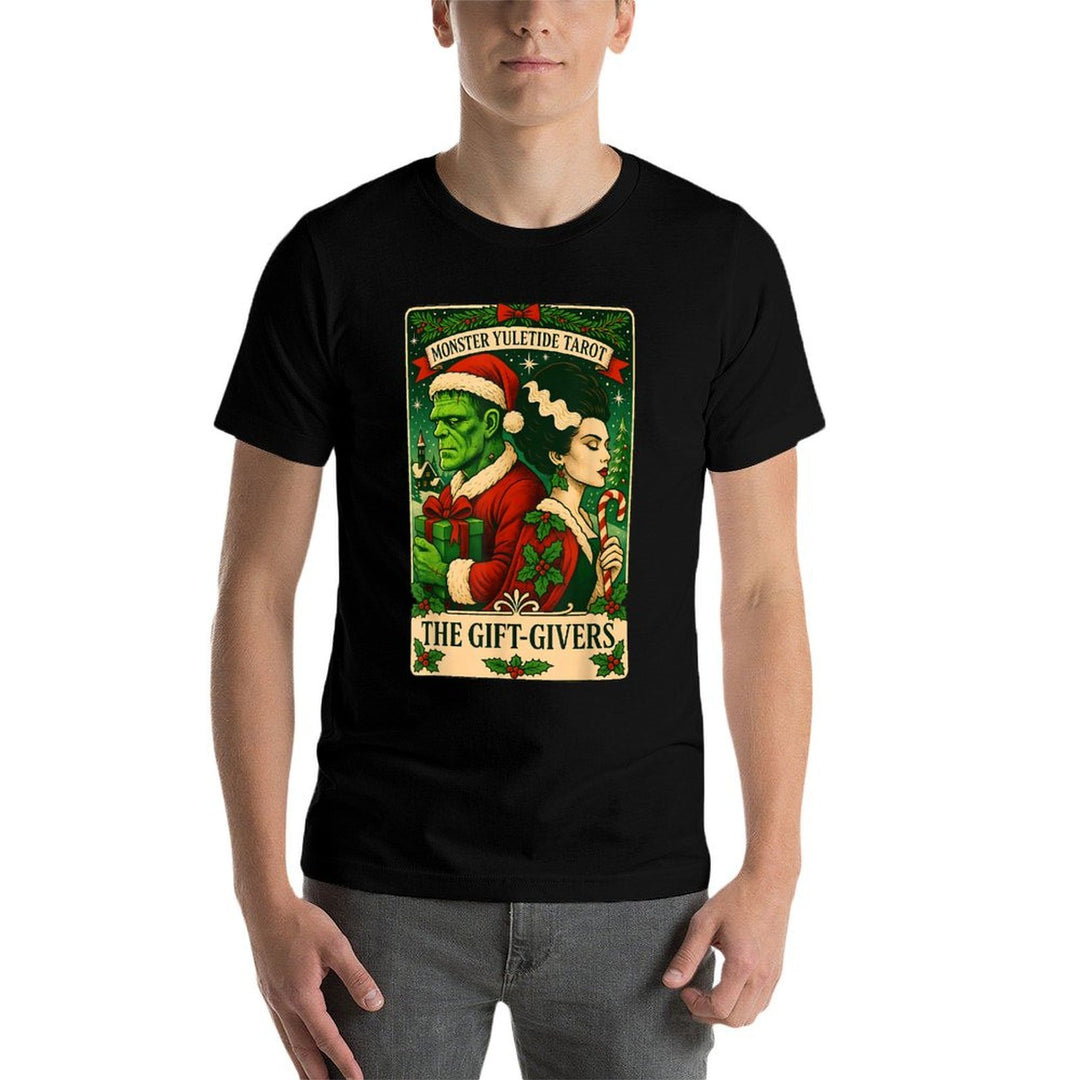 Christmas Frankenstein And Bride The Lovers Tarot Card  Graphic-printed T-Shirt