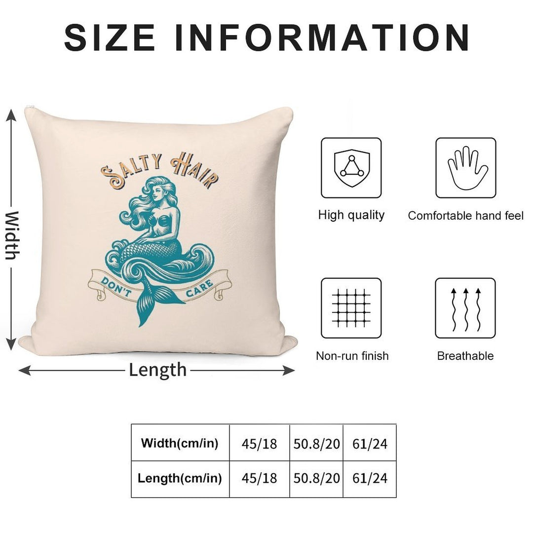 Salty Hair. Don’t Care. Mermaid Summer Design Soft Style Accent Throw Pillow