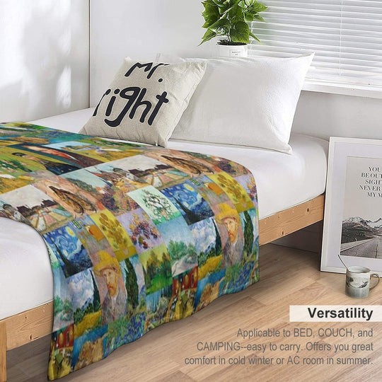 Van Gogh Collage Plush Throw Blanket