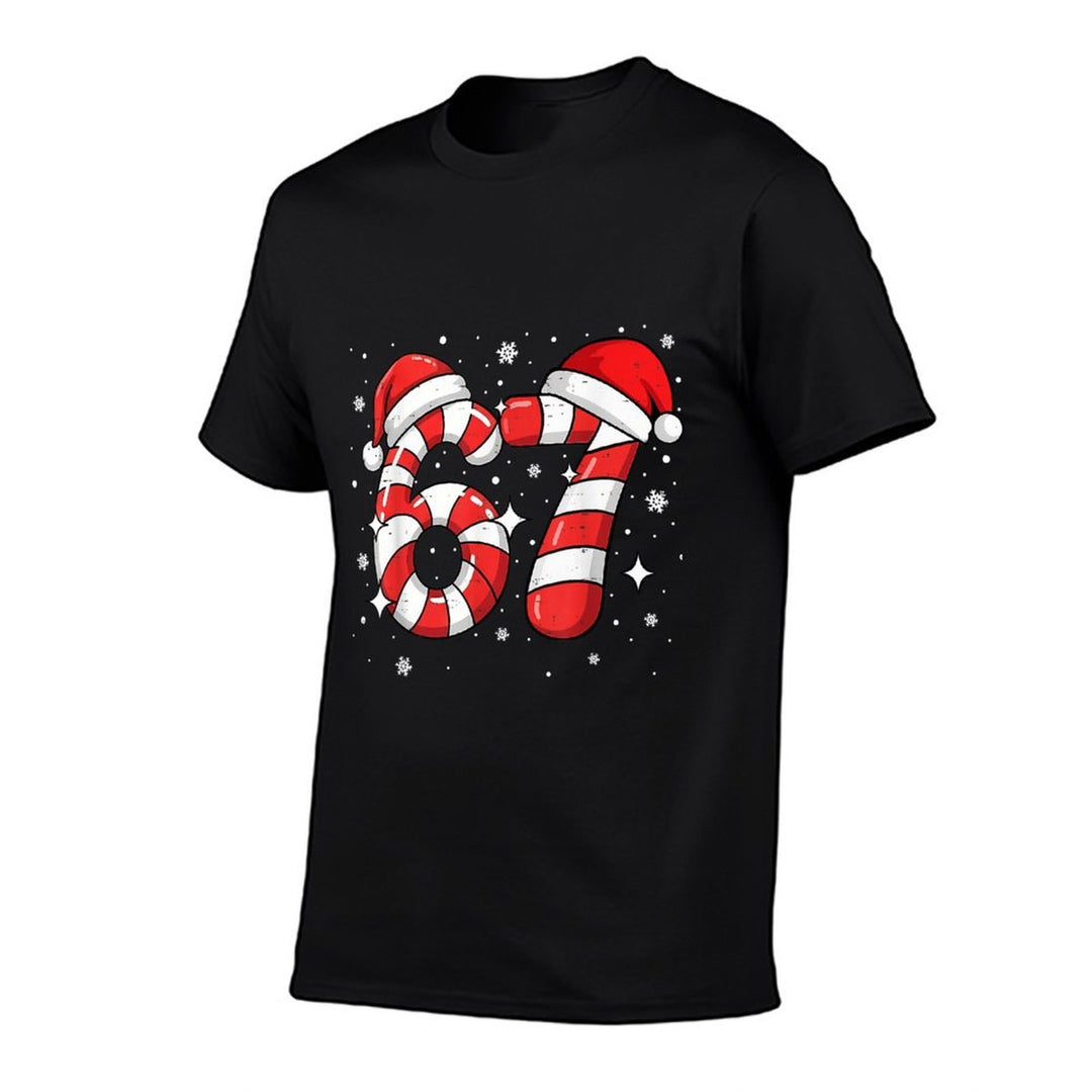 67 Meme Six Seven Candy Cane Christmas Boys Girls Kids  Relaxed-fit T-Shirt